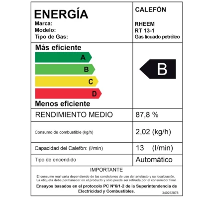 Calefont Rheem 13 Litros Gas Licuado Tiro Natural - Imagen 5