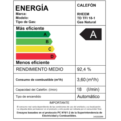 Calefont Rheem 18 Litros Gas Natural Tiro Forzado sin Kit - Imagen 6