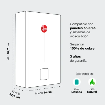 Calefont Rheem tiro natural 10-11LT - Eficiencia