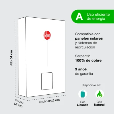 Calefont Rheem tiro forzado 10-12LT - Eficiencia