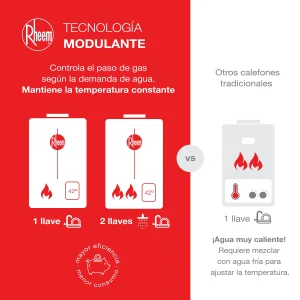 Calefont Rheem tiro forzado - Tecnología modulante