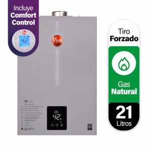 Calefont Digital 21 litros Gas natural Tiro Forzado con Control Remoto